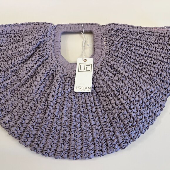 Urban Expressions- Tara Tote- Half Moon Straw Bag - Lilac - NWT - Picture 6 of 9